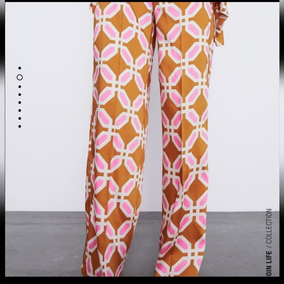 Zara Printed Pajama Style Trouser Pants Wide Leg. XS. New without tags. Gorgeous - Picture 2 of 7